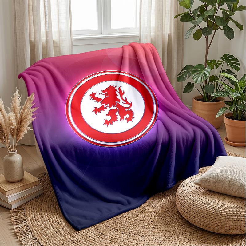 Middlesbrough Football Print Flannel Blanket, Soft Warm Lightweight Throw Blanket for Sofa Bed Camping