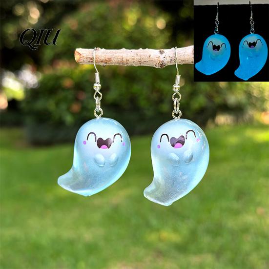 Earrings Ghost Glow-in-the-Dark Pendant for Women Decor, Fun Kids Cartoon Cute Earrings, Necklace Halloween Jewelry