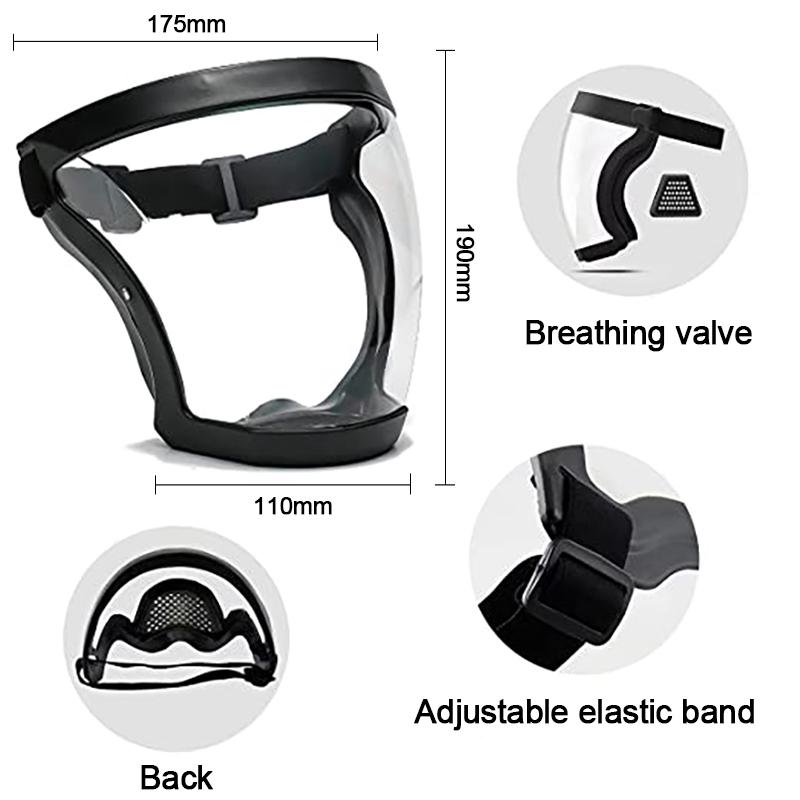 Прозрачный полный лицевой щиток, многоразовая пылезащитная маска против запотевания, защитные очки HD, кухонная защита, маска против брызг с фильтрами