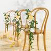 2Pcs Wedding Chair Decorations Aisle Floral Swag Artificial Pew Flowers Hanging Garland for Ceremony Church Rose Floral Faux Arrangement Party Decor