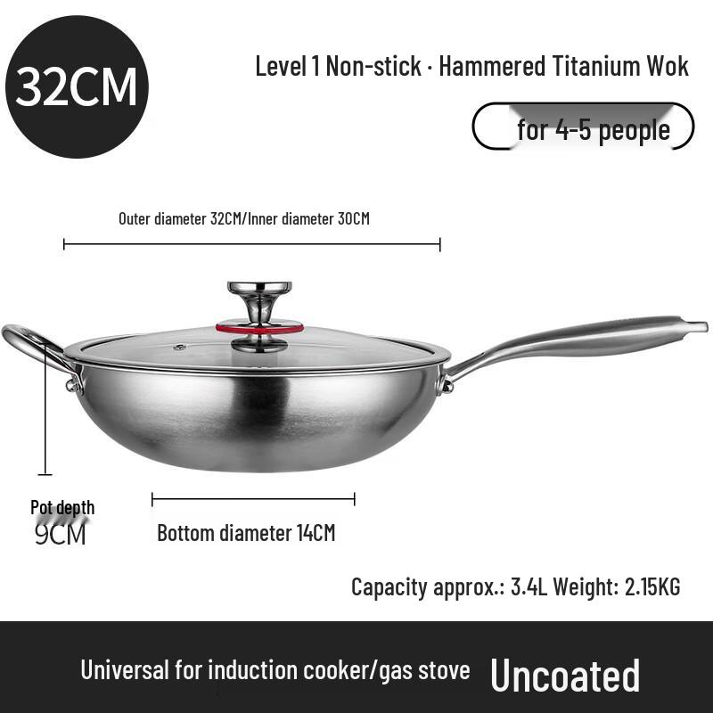 ZHI SHI 36cm Hammered Titanium Wok