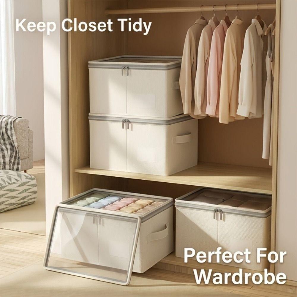 Large Capacity Folding Storage Bin Clear Window Wardrobe Organizer for Bedroom
