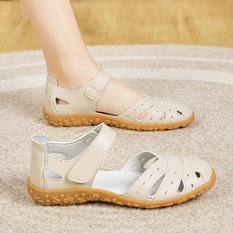 Женские римские сандалии, летние пляжные туфли Мэри Джейн на плоской подошве, повседневные мягкие сандалии для ходьбы, большие размеры