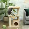 Cat Tree 90cm Cat Tower With Sisal Scratching Posts Cat Condo Hammock Top Perch And 2 Hanging Toys For Cats Beige