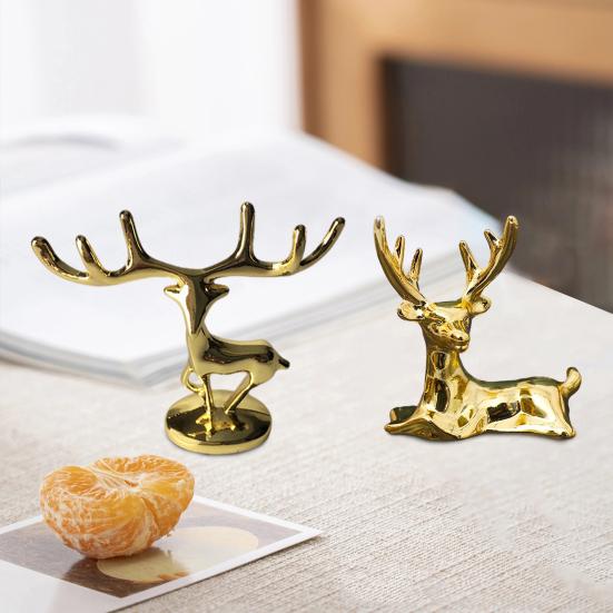 2 шт. винтажный золотой олень орнамент цинковый сплав роскошный лежащий стоячий олень фигурка статуя скульптура настольное украшение дети взрослые