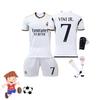 Real Madrid Home 7 Vini.jr Soccer Clothing Set Polyester Material Shirt Pants Socks And Protective Gear Included