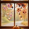 Electrostatic Glass Film Fall Thanksgiving Static Window Clings, Autumn Pumpkin Maple Leaf Floral Harvest Festival Decorations Decals, Removable