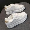 Height Increasing Insole Women's Shoes Thick-Soled Leather White Shoes Spring and Summer New Breathable Platform Pumps Casual Sports Skate Shoes