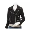 Women Suede Jacket Black Handmade Lambskin Leather Genuine Biker Motorcycle Stylish