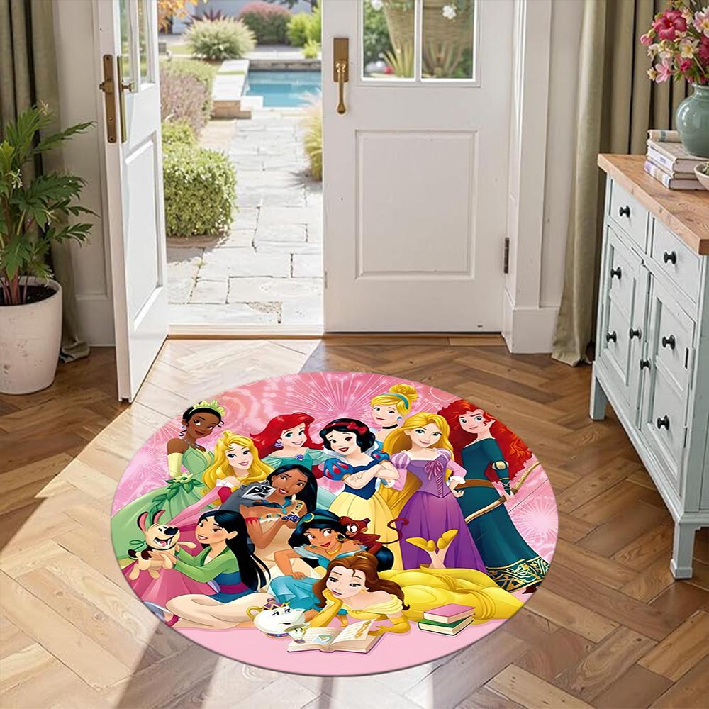 Princesses Round Area Rug Perfect for Living Rooms Balcony Game Room Dining Room Antislip Round Carpet Office home decor Birthday Christmas Gift
