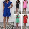 Женское летнее мини-платье с V-образным вырезом, короткими рукавами-крылышками, коротким платьем-халатом, повседневным пляжным сарафаном А-силуэта для отдыха