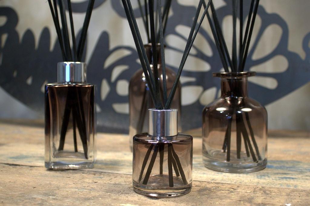 6x 250 ml Round Antique Reed Diffuser Bottle – Charcoal