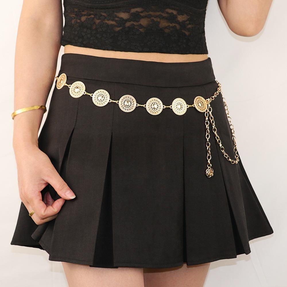 Adjustable Length Waist Chain Round Hollow Belly Chain New Chain Belt Women