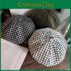 Clashing Grid Color Artistic Vintage Beret Hat Geometric Elements Spring Women
