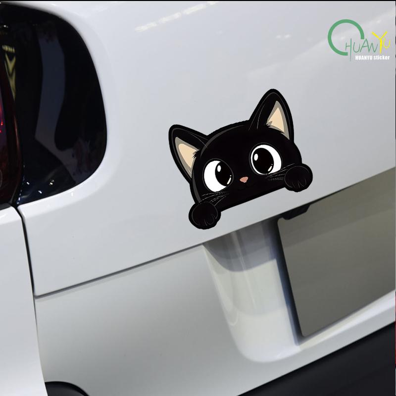 Черный котенок мультяшный милый крышка от царапин на кузов автомобиля персональная креативная водонепроницаемая наклейка декаль для электровелосипеда мотоцикла