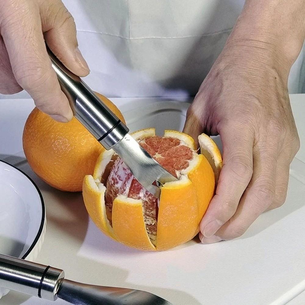 Stainless Steel Orange Peeler Long Handle Citrus Peeler Gadget Citrus Slicer  Kitchen Use