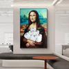 Funny Toilet Wall Art Mona Lisa with Toilet Paper and Doughnut Bathroom Toilet Unique Humorous Canvas Painting Bathroom Decor
