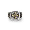 Retro Croix De Guerre Ring For Men Cross Accessories Zinc Alloy Color Punk Gothic Adjustable Open Ring Rock Handmade Unisex Zircon