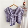 Women's Striped Knit Shawl: Spring/Autumn Collarless Vest Scarf for Air-Conditioned Rooms