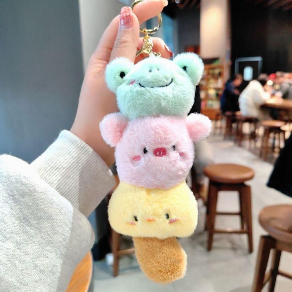 Мультяшный Милый Плюшевый Кулон Кукла Кролик Лягушка Медведь Брелок для Ключей Машины Девочка/Мальчик