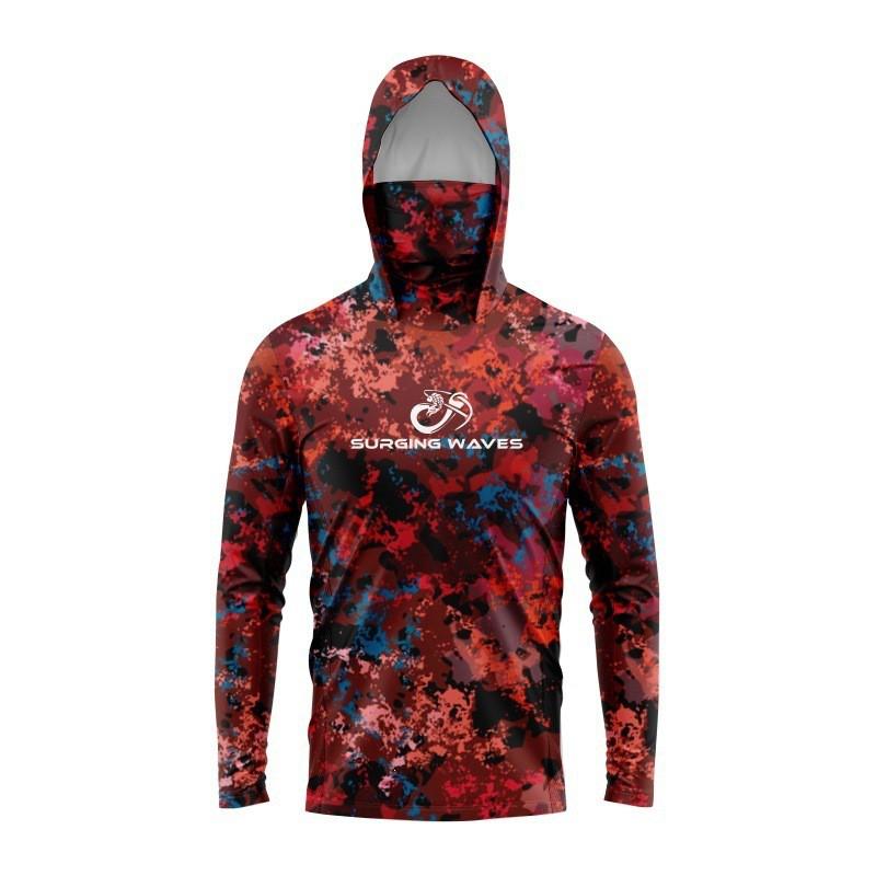 Mens Quick-Dry Hooded Fishing Shirt With Face Cover Long Sleeve UV Protection T-Shirt Lightweight