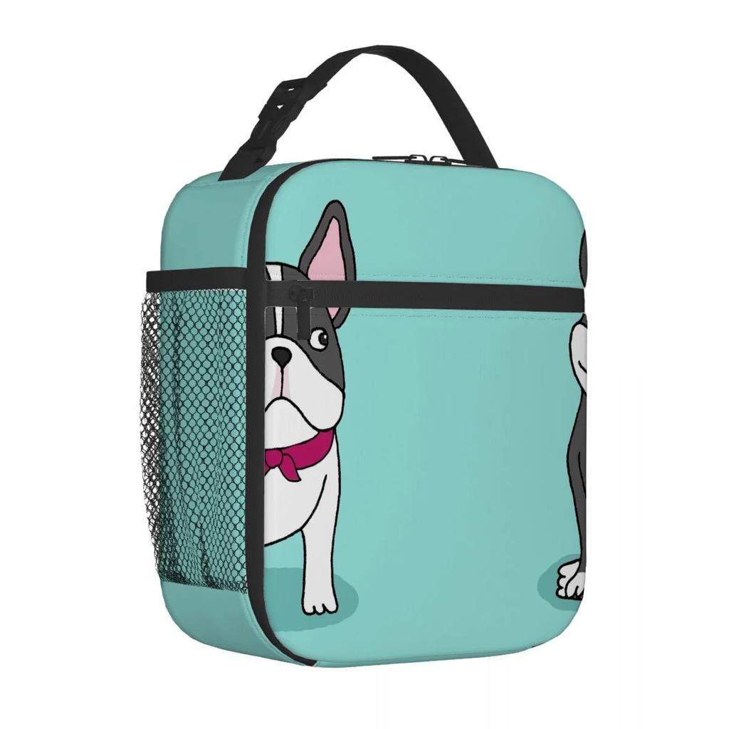 Французский бульдог мультфильм сумка для ланча портативный алюминиевая фольга утолщенный изолированный сумка для ланча подарочный водонепроницаемый сумки для ланча