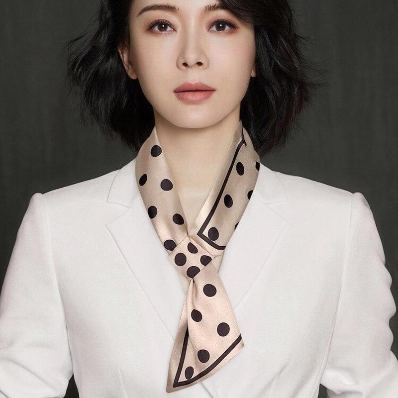 Silk Scarf Female Versatile Spring And Autumn Small Square Scarf Female Foreign Style Scarf Scarf Neck Protection Summer Scarf Silk Scarf Headband