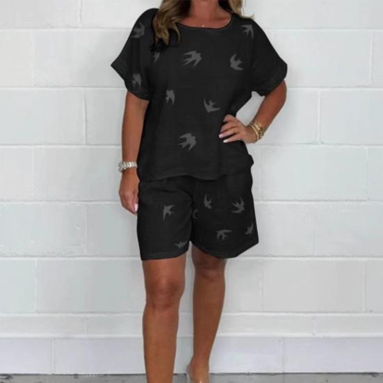 Yousheng повседневный комплект из двух частей для женщин, хлопковый лен, O-образный вырез, короткие рукава, топ и шорты, комплект свободной домашней одежды, подходящий костюм на весну и лето