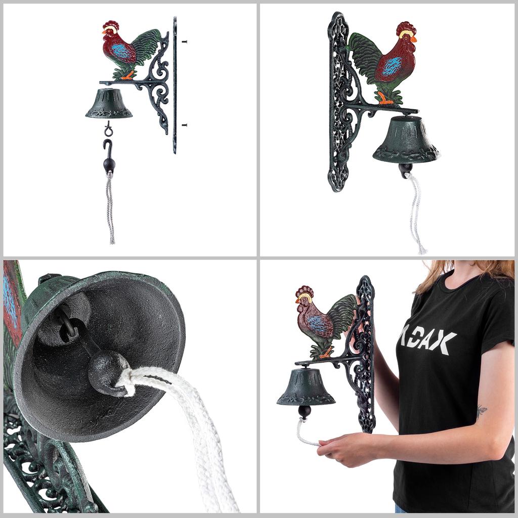 KADAX Cast Iron Door Bell Rooster Knocker Decorative Retro Bell