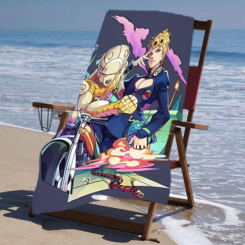 proof beach towel with a JoJo's Bizarre Adventure3 pattern - soft,absorbent,quick-drying,machine washable - perfect for swimming,camping,bathing