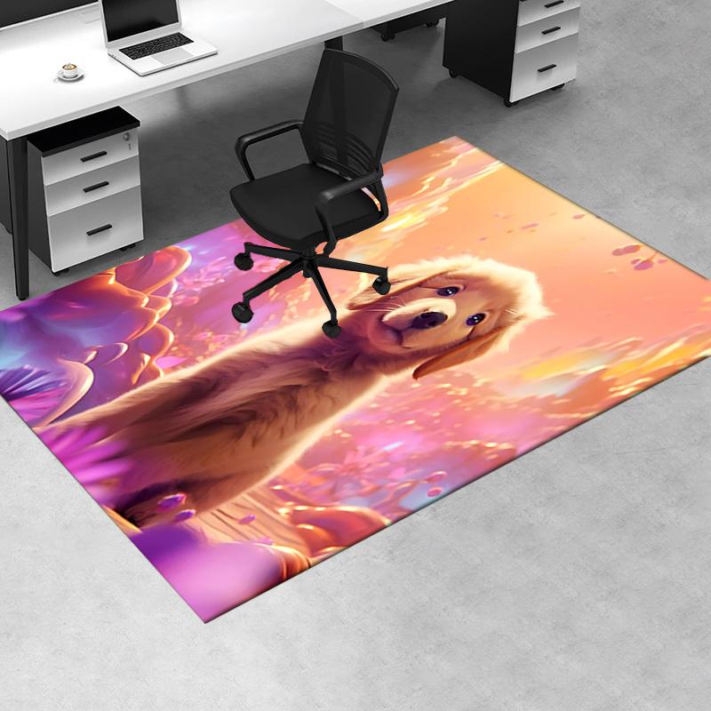 Golden Retriever Chair Mat: Office Carpet, Oversized Rug for Home Decor, Sofa Mat, Desk Protector, Gift for Pet Lovers, Suitable for Bedroom