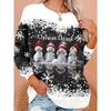 Christmas Theme Snowman 3D Print O-Neck Long Sleeve  Fashion Women Clothing Casual Y2k Clothes Harajuku Female Clothing