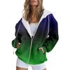 Womens Winter Hooded Zip-Up Sweatshirt Loose Fit 3D Printed Casual Pullover Long Sleeve