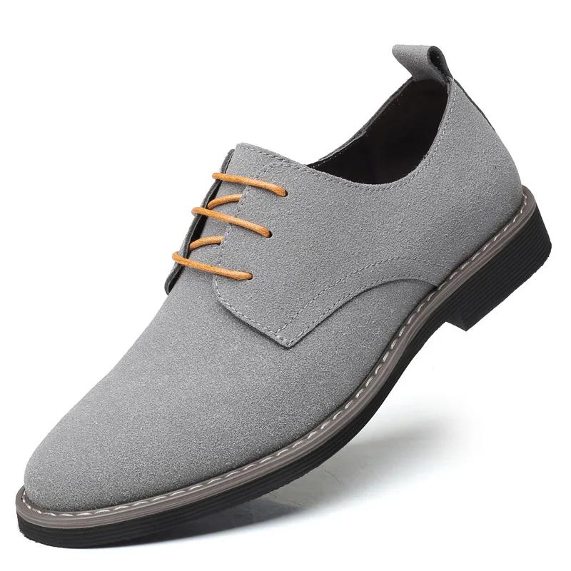 Men Suede Shoes Lace Up Blue Oxford Shoes for Men Flats Fashion Sneakers Autumn Breathable Comfortable Casual Shoes