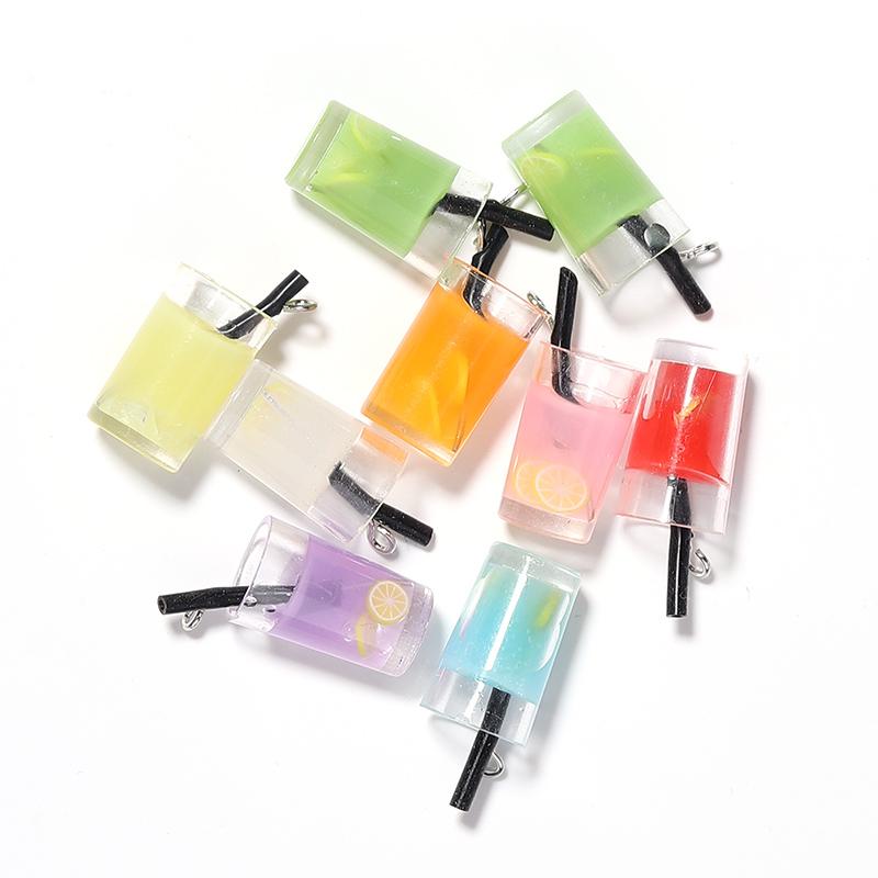 10Pcs Acrylic Beverage Cup Mini Pendant For Craft Phone Chain Keychain Making Decorative Accessories DIY Cute Jewelry Supplies