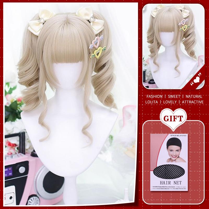 Double Ponytail Synthetic Wig for Women Lolita Clip-On Style Double Ponytail Wig Suitable for Role Playing Christmas Halloween