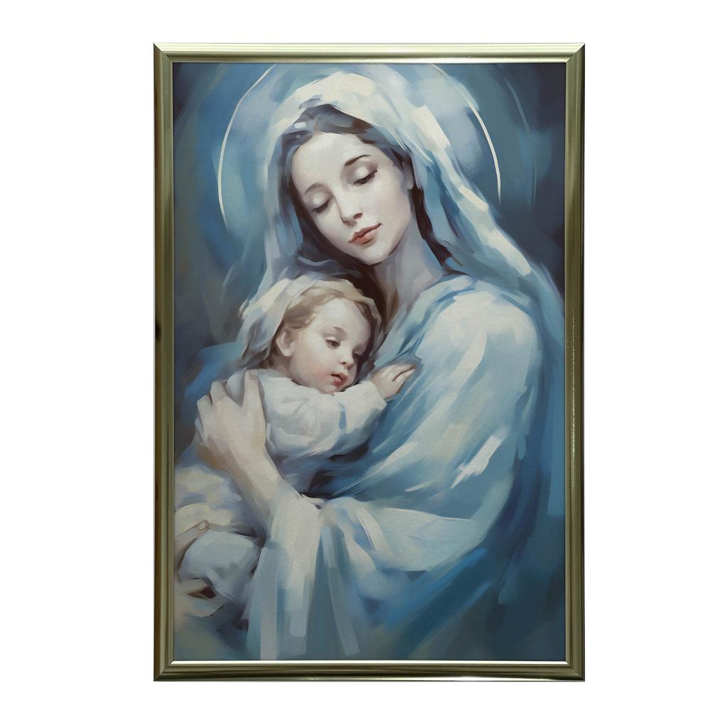 Harmonia Niebieskiej Miłości: Maryja Z Jezusem Harmonia Niebieskiej Miłości: Maryja Z Jezusem, 30X40 Cm, Rama Aluminiowa Czarna, Papier Matowy 230 Gsm