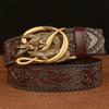 High Guality Male Belt Genuine Leather Belt for Men Carving Flower Pattern Animal Crocodile Gold Automatic Buckle Belt Strap for Jeans