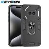 KEYSION Противоударный бронированный чехол для Nothing Phone 2A Plus Silicone + PC Camera Protection Ring Stand Phone Cover для Nothing Phone2A