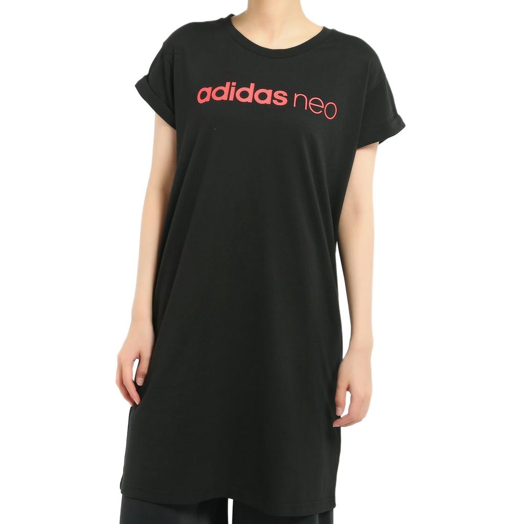 Adidas Neo W CS DRESS Short Sleeved Dress Women's Black/Bright Pink Fluorescent DW8353