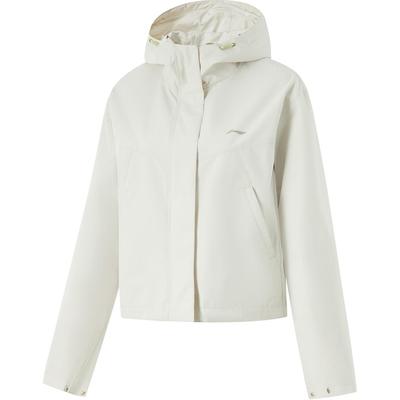 Li Ning Удобная повседневная свободная простая куртка с капюшоном в стиле цветных блоков, женские куртки серебристо-березово-серого цвета AFDV054-5