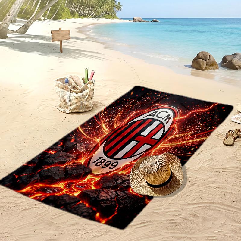 Пляжное полотенце с принтом AC Milan, быстросохнущее, мягкое, портативное, большое, прямоугольное, пляжное покрывало для путешествий, бассейна