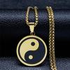 Yin Yang Gossip Necklace for Women/Men Stainless Steel Silver Color Ba Gua Taichi Chain Jewelry