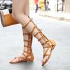 Roman Gladiator Bandage Sandals Women Knee High Flat Sandalias Botas Femininas Women Shoes Girls Summer Hollow Ankle Boot