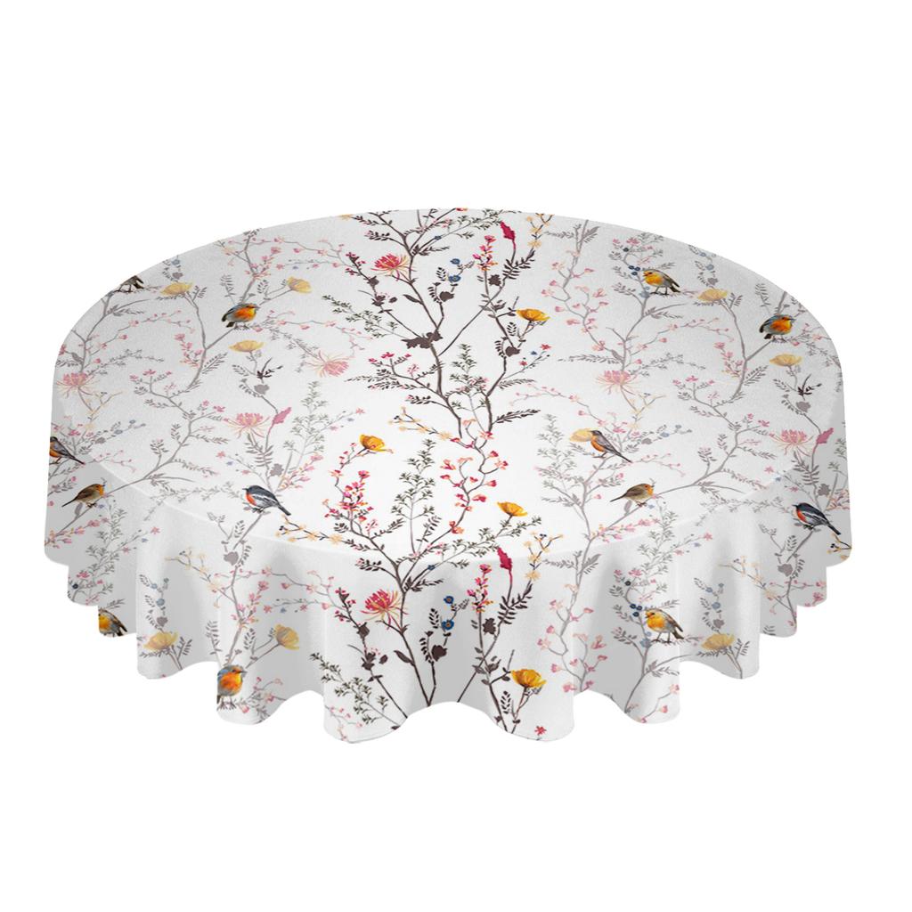 Цветы и птицы весной круглый стол скатерть фестиваль столовая водонепроницаемая скатерть покрытие стола для свадебной вечеринки декор