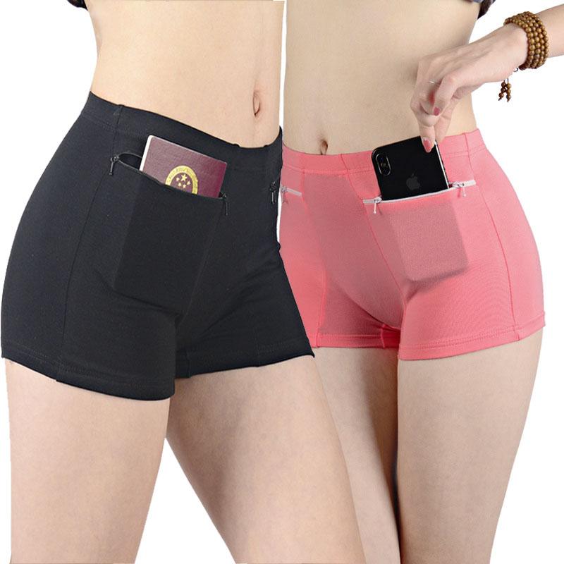 Women Cotton Panties High Waist Briefs Pockets Zipper Underwear Plus Size Underpants Simple Elderly Female Safety Shorts Pants Pants-shorts Bikinis