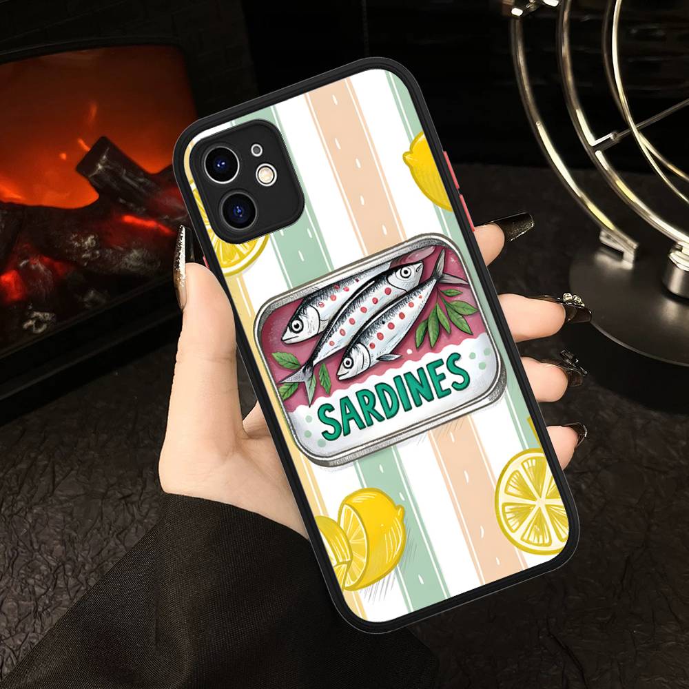 Чехол для телефона 'Сардины' матовый прозрачный для IPhone Case 16 15 14 13 12 11 Pro Max X XS Max Plus