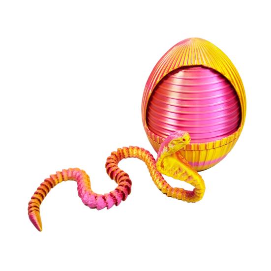 1 набор 3D-печатных фигурок в виде яйца змеи с подвижными суставами, игрушка-фиджет в виде вращающегося яйца змеи с шарнирной змеей внутри, украшение