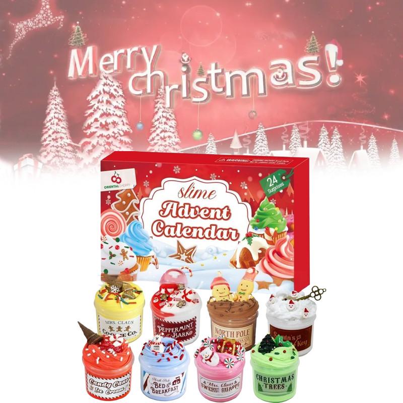 Рождественский 24-дневный набор слаймов Календарь обратного отсчета Масляный слайм Игрушка-антистресс для снятия стресса