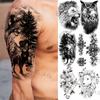 Forest Wolf Mountain Moon Temporary Tattoos For Women Men Realistic Lion Owl Geometric Bow Fake Tattoo Sticker Arm Back Tatoos